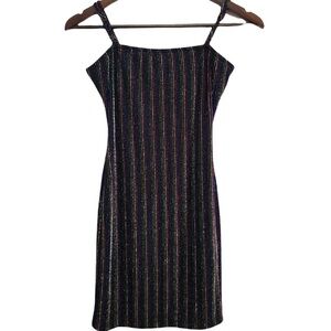 Forever 21 Black/rainbow Striped Mini Dress